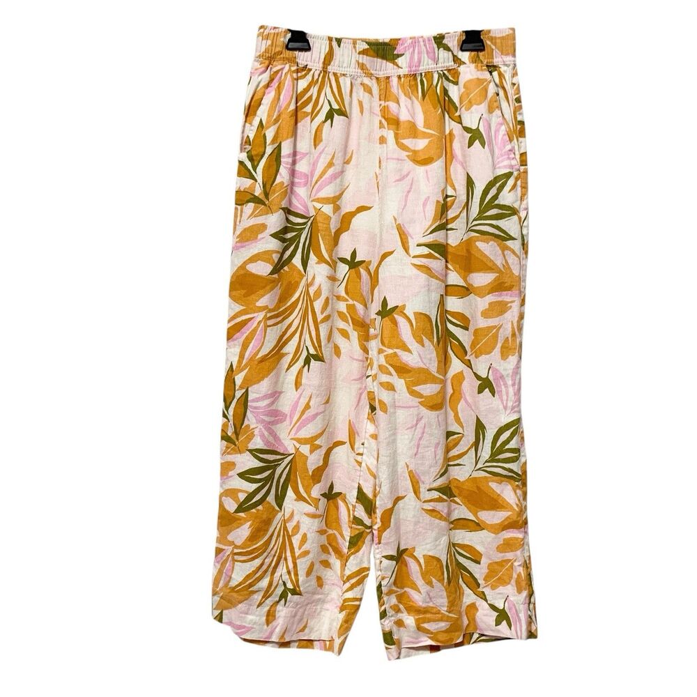 C&C California LinenTropical Floral Wide Leg Pants L